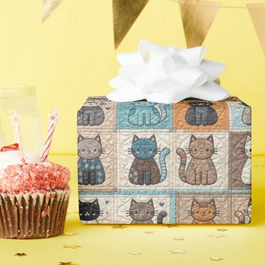 キャットキルトデザイン ラッピングペーパー (誕生日パーティー)