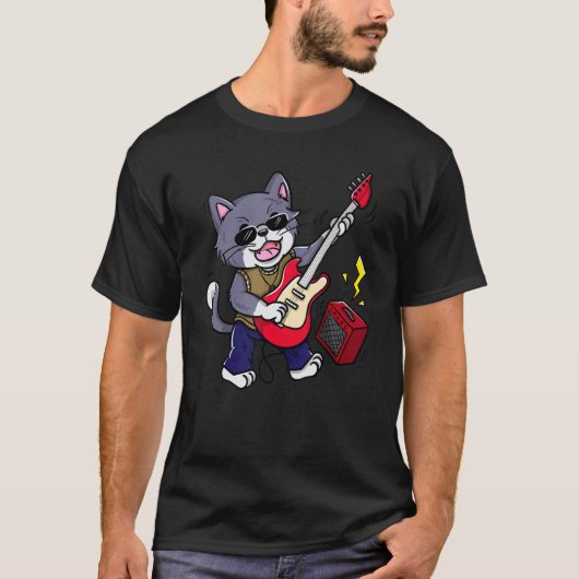 キャットギターロッカーミュージック Tシャツ (正面)