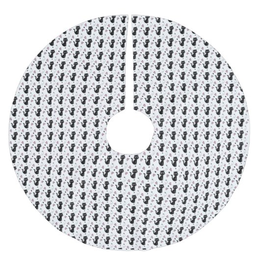 キャットギフト |かわいい猫の柄シームレスな背景 ブラッシュドポリエステルツリースカート (正面)