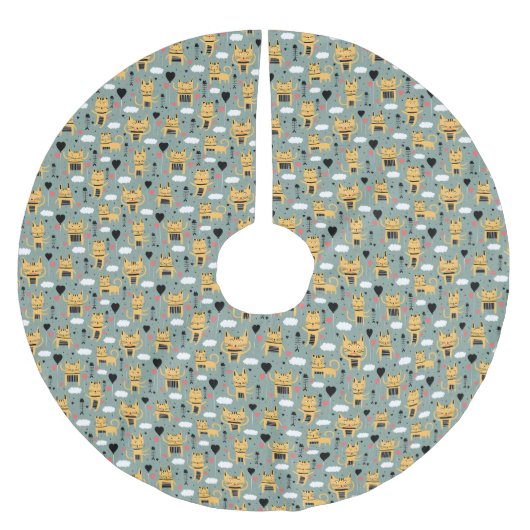 キャットギフト |可愛い猫パターン子供っぽい ブラッシュドポリエステルツリースカート (正面)