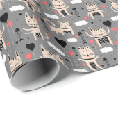 キャットギフト |可愛い猫パターン子供っぽい ラッピングペーパー (ロールコーナー)