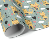 キャットギフト |可愛い猫パターン子供っぽい ラッピングペーパー (ロールコーナー)