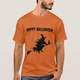 キャットクラシック飛んでいるハロウィンでブロムの魔女 Tシャツ