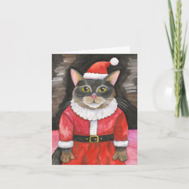 キャットクリスマスウォーターカラー カード