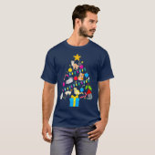 キャットクリスマスオーナメントツリーおもしろいクリスマス Tシャツ (正面フル)