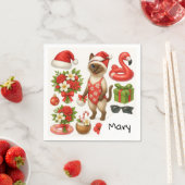 キャットクリスマスサマー7月プールパーティー スタンダードカクテルナプキン (インサイチュ)