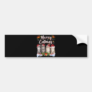 キャットクリスマスサンタハットおもしろいカメリートマス バンパーステッカー