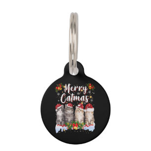 キャットクリスマスサンタハットおもしろいカメリートマス ペット ネームタグ