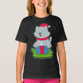 キャットクリスマスサンタハット Tシャツ (正面)