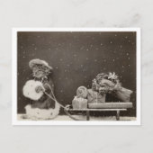 キャットクリスマスショッピングヴィンテージ白黒 ポストカード (正面)