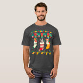 キャットクリスマスソックスクリスマスライトパジャママッチング Tシャツ (正面フル)