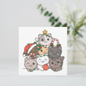 キャットクリスマスツリーおもしろいアニマルクリスマス シーズンカード (スタンド正面)