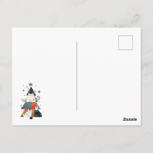 キャットクリスマスツリーお洒落とミオおもしろいウィクリスマス ポストカード (裏面)