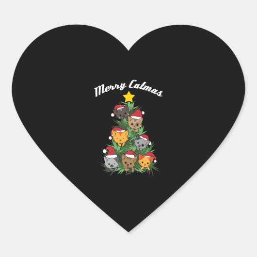 キャットクリスマスツリークリスマスクリスマスプレゼント&ギフト ハートシール (正面)