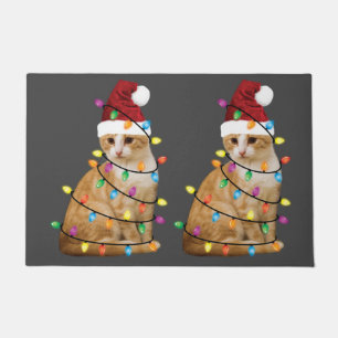 キャットクリスマスツリーサンタおもしろいクリスマス猫好き ドアマット