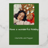 キャットクリスマスツリーパーフェクトホリデークリスマスカード 箔招待状 (裏面)