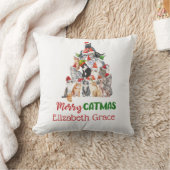 キャットクリスマスツリーメリーキャトス猫好きギフト クッション (ブランケット)