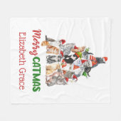 キャットクリスマスツリーメリーキャトス猫好きギフト フリースブランケット (正面(横))