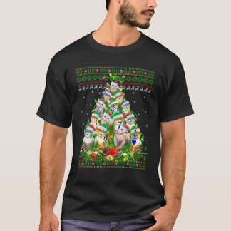 キャットクリスマスツリー照明醜いキャットクリスマス Tシャツ