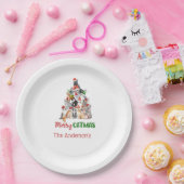 キャットクリスマスツリー猫好きキャットオーナークリスマス ペーパープレート (パーティー)