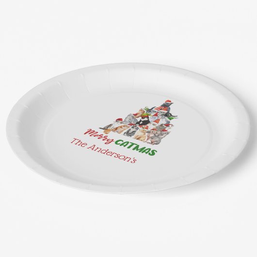 キャットクリスマスツリー猫好きキャットオーナークリスマス ペーパープレート (アングル)
