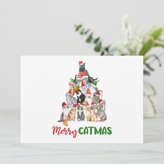 キャットクリスマスツリー猫好きクリスマスカード シーズンカード (スタンド正面)