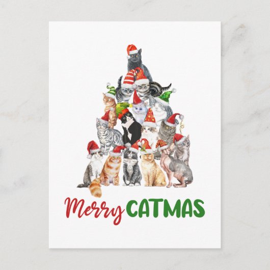 キャットクリスマスツリー猫好きクリスマス ポストカード (正面)