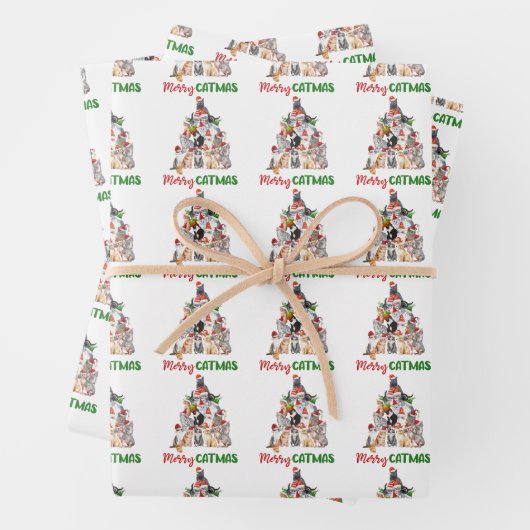 キャットクリスマスツリー猫好きクリスマス ラッピングペーパーシート (インサイチュ)
