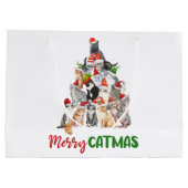 キャットクリスマスツリー猫好きクリスマス ラージペーパーバッグ (裏面)