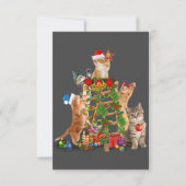 キャットクリスマスツリー醜いクリスマスキャットママキャットパパ サンキューカード (正面)