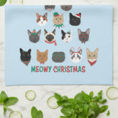 キャットクリスマスツリー キッチンタオル (折り畳み)