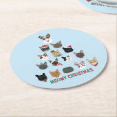 キャットクリスマスツリー ラウンドペーパーコースター (アングル)