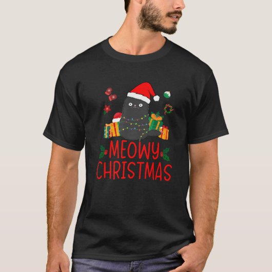 キャットクリスマスパジャマ猫好きクリスマスGのための衣装 Tシャツ (正面)