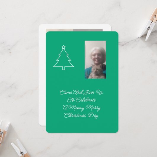 キャットクリスマスパーティの招待状 招待状 (正面/裏面インサイチュ)