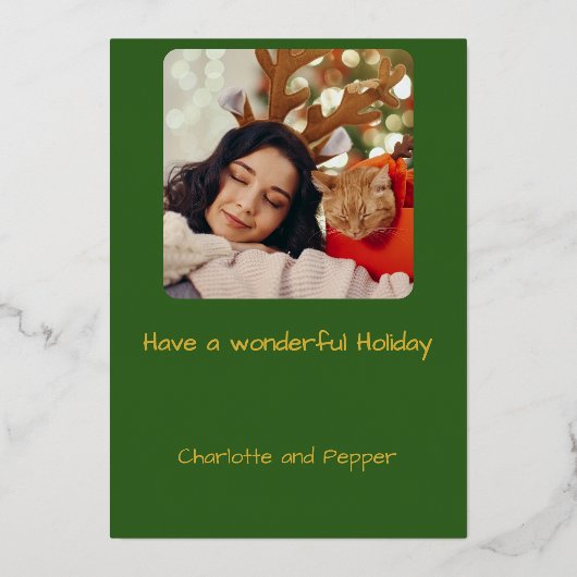 キャットクリスマスパーフェクトホリデーフォイルクリスマス 箔招待状 (裏面)