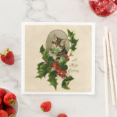 キャットクリスマスホリメリーーキットンアンティークアート (インサイチュ)