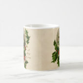 キャットクリスマスホリメリーーキットンアンティークアート コーヒーマグカップ (中央)