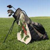 キャットクリスマスホリメリーーキットンアンティークアート ゴルフタオル (グリーン)