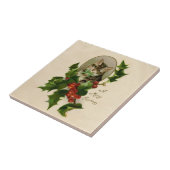 キャットクリスマスホリメリーーキットンアンティークアート タイル (側面)