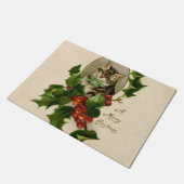 キャットクリスマスホリメリーーキットンアンティークアート ドアマット (アングル)