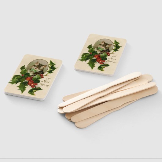 キャットクリスマスホリメリーーキットンアンティークアート ハンドファン (組立なし)