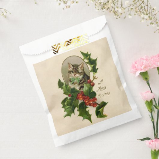 キャットクリスマスホリメリーーキットンアンティークアート フェイバーバッグ (封をした状態)