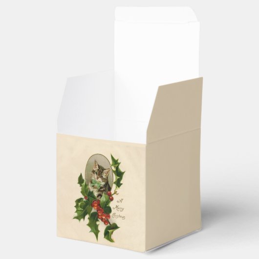 キャットクリスマスホリメリーーキットンアンティークアート フェイバーボックス (オープン)