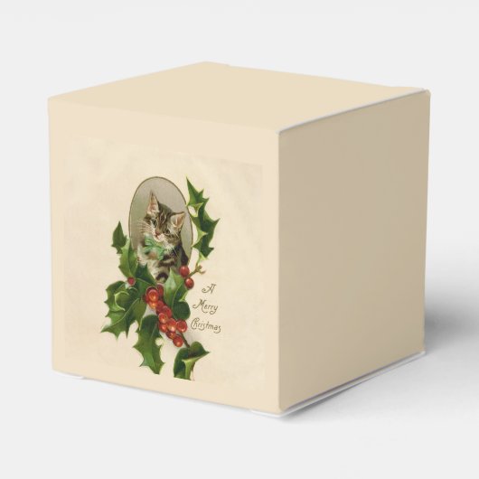 キャットクリスマスホリメリーーキットンアンティークアート フェイバーボックス (裏面サイド)