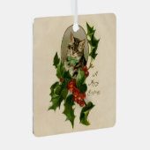 キャットクリスマスホリメリーーキットンアンティークアート メタルオーナメント (正面右)