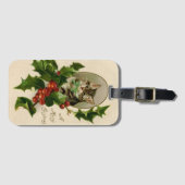 キャットクリスマスホリメリーーキットンアンティークアート ラゲッジタグ (正面横)