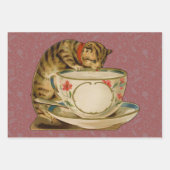 キャットクリスマスホリメリーーキットンアンティークアート ラッピングペーパーシート (正面3)