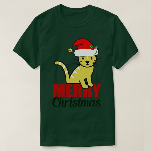キャットクリスマスメリークリスマス子猫 Tシャツ (デザイン正面)