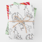キャットクリスマスライトおもしろいホリデー ラッピングペーパーシート (インサイチュ)