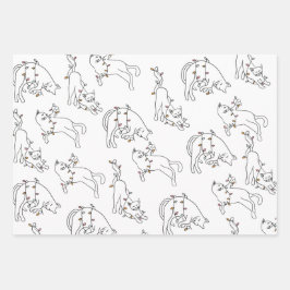 キャットクリスマスライトおもしろいホリデー ラッピングペーパーシート